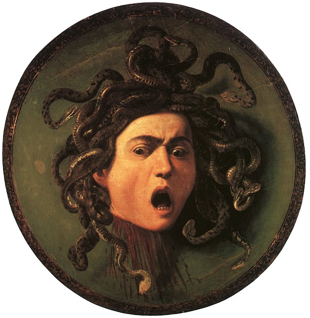 medusa, portrayed by caravaggio