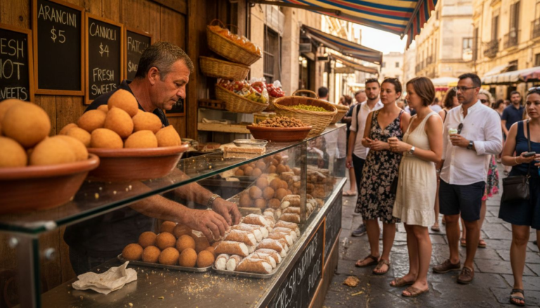 Sicilian street food vendor in Palermo market