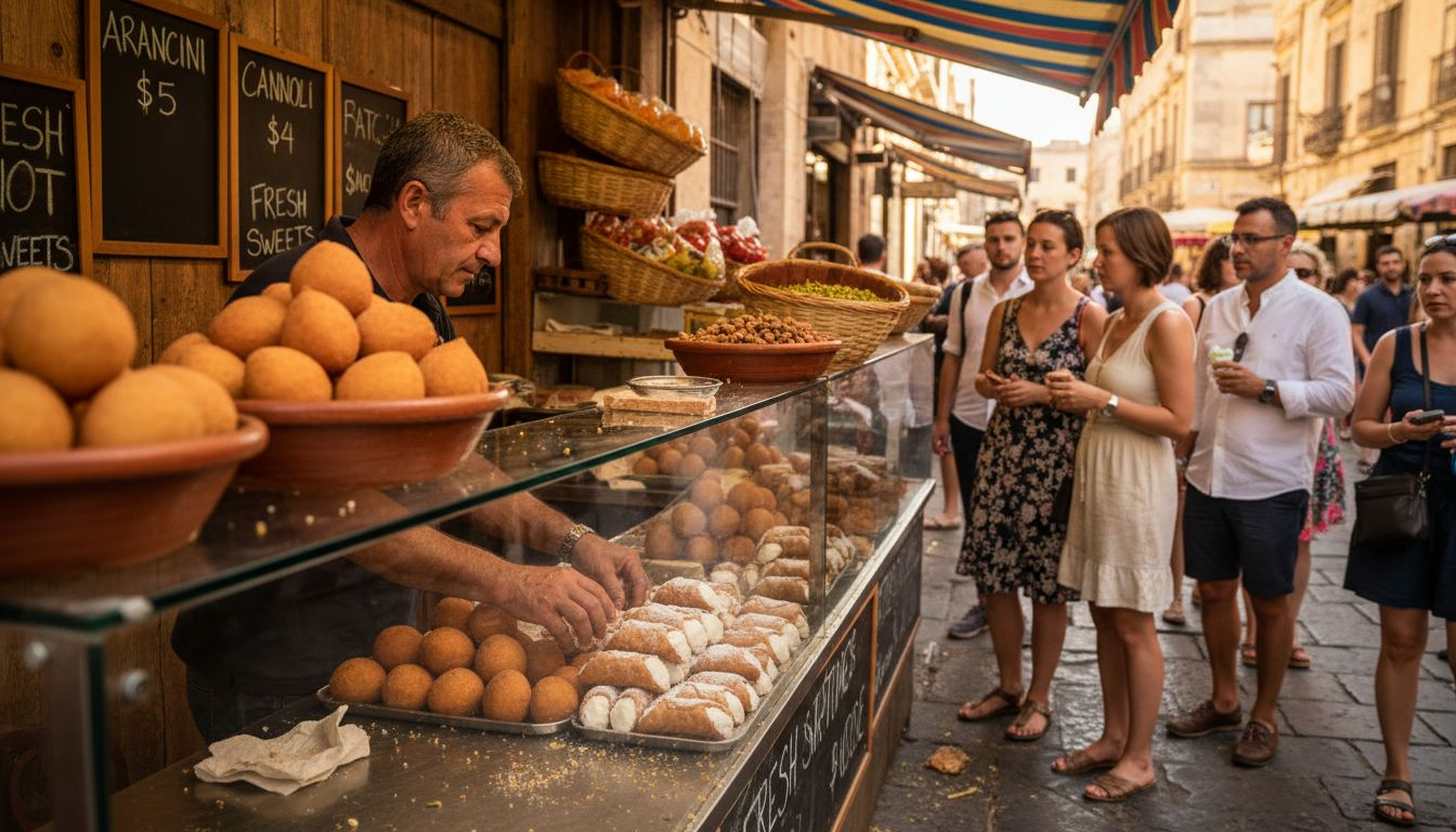 Sicilian street food vendor in Palermo market