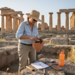 Archaeologist works at Sicily temple ruins