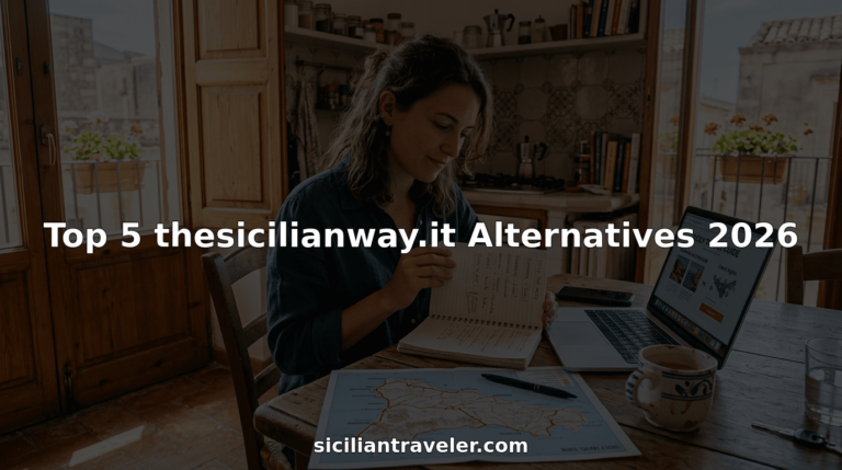 Top 5 thesicilianway.it Alternatives 2026 1 Woman planning Sicily trip at kitchen table